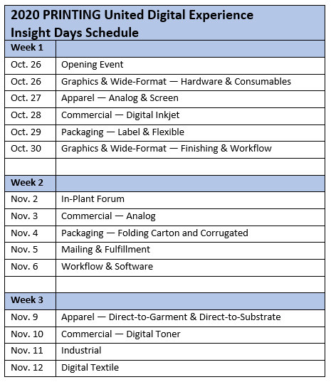 PRINTING United Digital Experience schedule