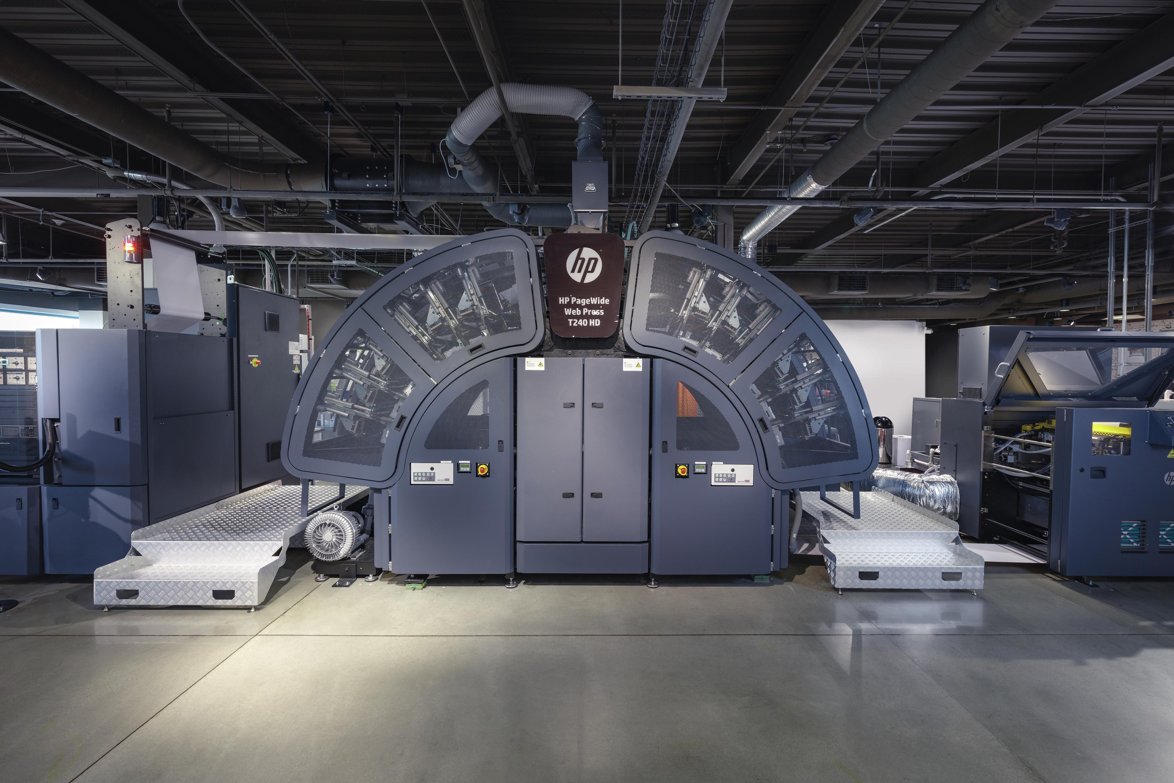 HP PageWide Web Press T240 HD with an inline H&B ExcelCoat Web Coater — HP Inc.