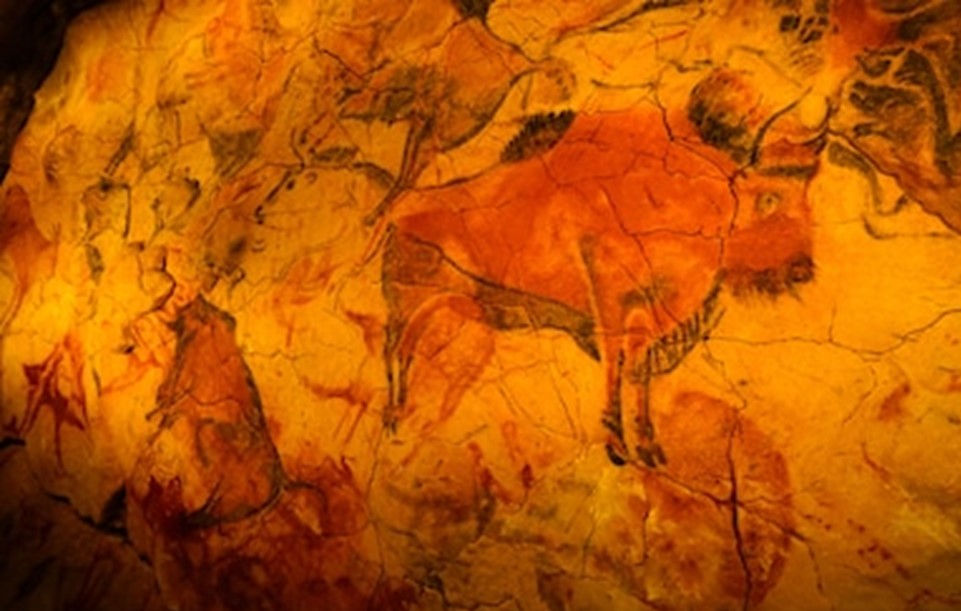 Paleolithic people used natural dyes to create images.